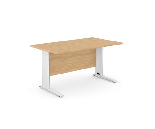Komo Metal Leg 1400mm x 800mm Straight Desk - Beech/WHT