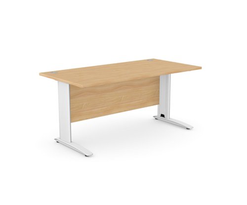 Komo Metal Leg 1600mm x 800mm Straight Desk - Beech/WHT
