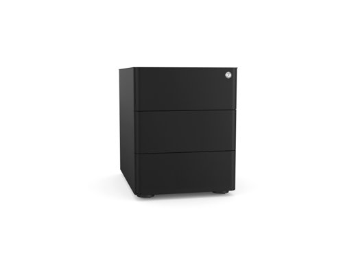 Kito Premium 3 drawer steel pedestal - 390w x 535d x 488h with pencil holder - Black