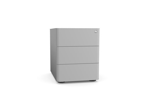 Kito Premium 3 drawer steel pedestal - 390w x 535d x 488h with pencil holder - Silver