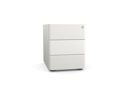 Kito Premium 3 drawer steel pedestal - 390w x 535d x 488h with pencil holder - White