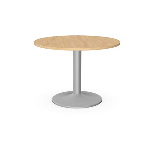 Kito Meeting Table 1000mm Round Top Silver Cylinder Base - Beech