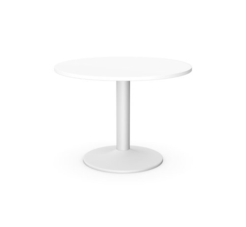 Kito Meeting Table 1000mm Round Top White Cylinder Base - White