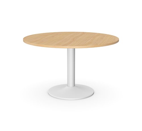 Kito Meeting Table 1200mm Round Top White Cylinder Base - Beech