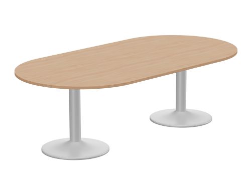 Kito Meeting Table Oval Silver Cylinder Base 2400w x 1200d - Beech
