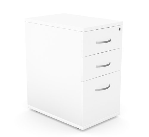 Kito Contract Desk High Ped 3 Drw, 600mm Deep - White