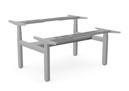 Leap Double Bench 3 Stage Electric Adjust Frame with 2 Handsets and Telescopic Cable Tray for All Size Tops - Silver