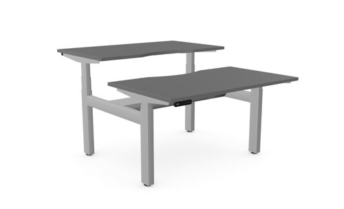 Leap Bench Desk Top With Scallop, 1200 x 700mm - Graphite / Silver Frame