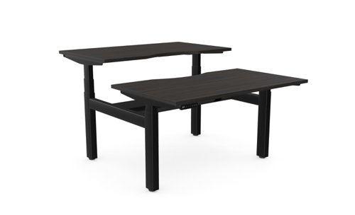 Leap Bench Desk Top With Scallop, 1200 x 700mm - Harbour Oak / Black Frame
