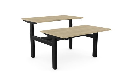 Leap Bench Desk Top With Scallop, 1200 x 700mm - Urban Oak / Black Frame