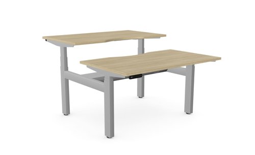 Leap Bench Desk Top With Scallop, 1200 x 700mm - Urban Oak / Silver Frame
