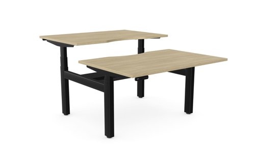 Leap Bench Desk Top With Scallop, 1200 x 800mm - Urban Oak / Black Frame