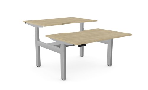 Leap Bench Desk Top With Scallop, 1200 x 800mm - Urban Oak / Silver Frame