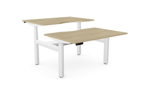 Leap Bench Desk Top With Scallop, 1200 x 800mm - Urban Oak / White Frame
