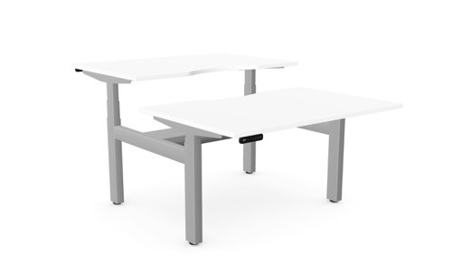 Leap Bench Desk Top With Scallop, 1200 x 800mm - White / Silver Frame