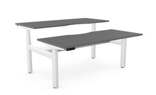 Leap Bench Desk Top With Scallop, 1600 x 700mm - Graphite / White Frame