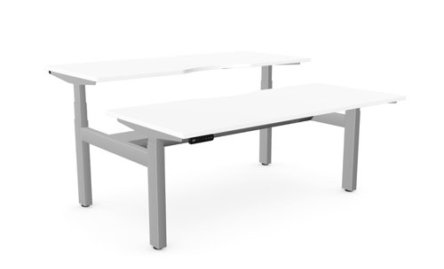 Leap Bench Desk Top With Scallop, 1600 x 700mm - White / Silver Frame
