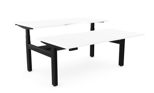 Leap Bench Desk Top With Scallop, 1600 x 800mm - White / Black Frame