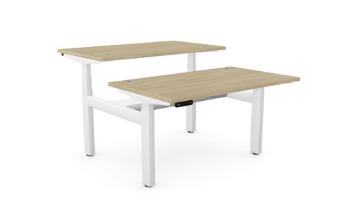 Height Adjustable Leap Bench Desk Top With Alu Portals, 1200 x 700mm - Urban Oak / White Frame