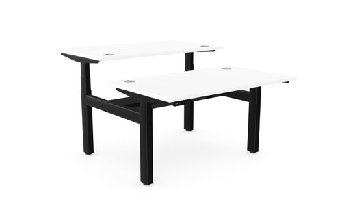 Height Adjustable Leap Bench Desk Top With Alu Portals, 1200 x 700mm - White / Black Frame