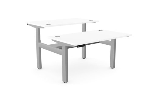 Height Adjustable Leap Bench Desk Top With Alu Portals, 1200 x 700mm - White / Silver Frame
