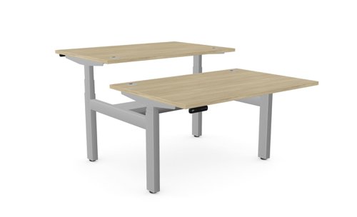 Height Adjustable Leap Bench Desk Top With Alu Portals, 1200 x 800mm - Urban Oak / Silver Frame