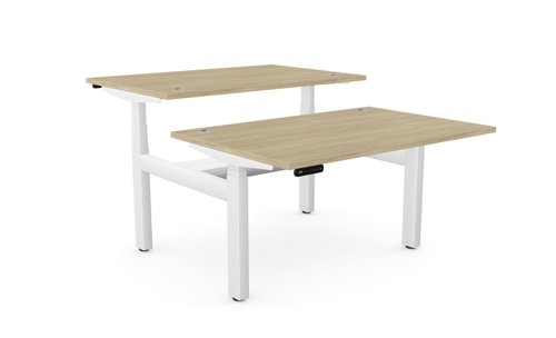 Height Adjustable Leap Bench Desk Top With Alu Portals, 1200 x 800mm - Urban Oak / White Frame