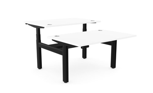 Leap Bench Desk Top With Alu Portals, 1200 x 800mm - White / Black Frame