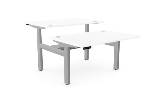 Leap Bench Desk Top With Alu Portals, 1200 x 800mm - White / Silver Frame