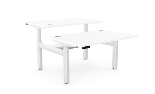Height Adjustable Leap Bench Desk Top With Alu Portals, 1200 x 800mm - White / White Frame