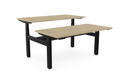 Height Adjustable Leap Bench Desk Top With Alu Portals, 1400 x 700mm - Urban Oak / Black Frame