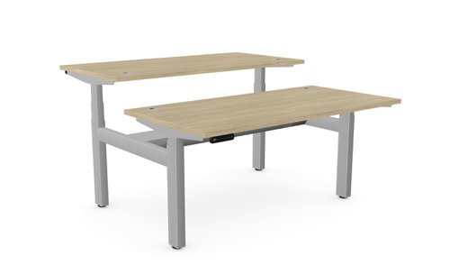 Height Adjustable Leap Bench Desk Top With Alu Portals, 1400 x 700mm - Urban Oak / Silver Frame