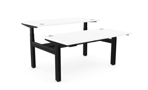 Height Adjustable Leap Bench Desk Top With Alu Portals, 1400 x 700mm - White / Black Frame