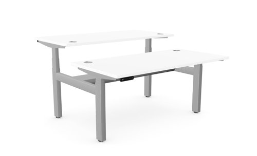 Leap Bench Desk Top With Alu Portals, 1400 x 700mm - White / Silver Frame