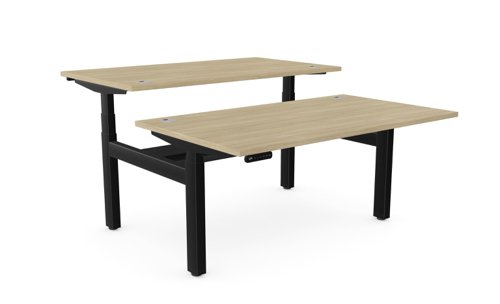 Height Adjustable Leap Bench Desk Top With Alu Portals, 1400 x 800mm - Urban Oak / Black Frame