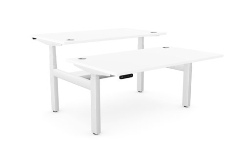 Height Adjustable Leap Bench Desk Top With Alu Portals, 1400 x 800mm - White / White Frame