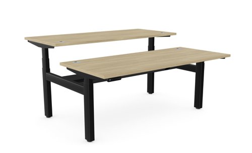 Leap Bench Desk Top With Alu Portals, 1600 x 700mm - Urban Oak / Black Frame