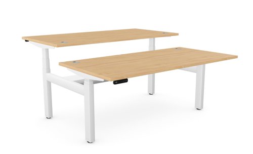 Leap Bench Desk Top With Alu Portals, 1600 x 800mm - Beech / White Frame