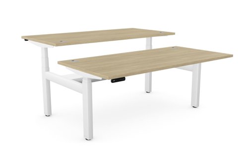 Leap Bench Desk Top With Alu Portals, 1600 x 800mm - Urban Oak / White Frame
