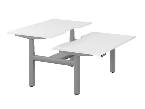 Leap Bench Desk Top With Scallop, 1400 x 800mm - White / Silver Frame