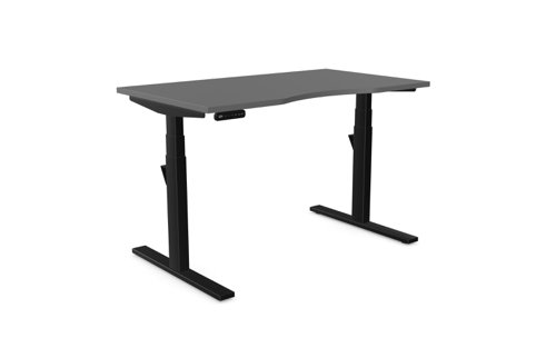 Leap Single Desk Top With Scallop, 1200 x 700mm - Graphite / Black Frame