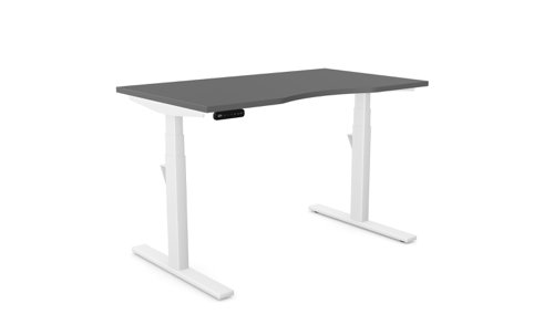 Leap Single Desk Top With Scallop, 1200 x 700mm - Graphite / White Frame