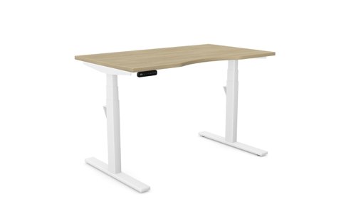Leap Single Desk Top With Scallop, 1200 x 700mm - Urban Oak / White Frame