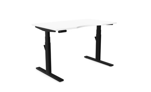 Leap Single Desk Top With Scallop, 1200 x 700mm - White / Black Frame