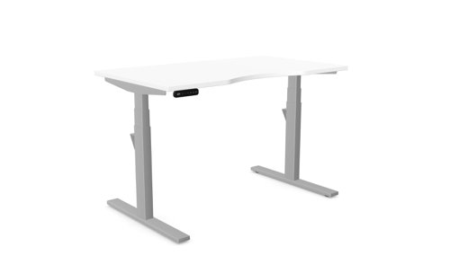Leap Single Desk Top With Scallop, 1200 x 700mm - White / Silver Frame