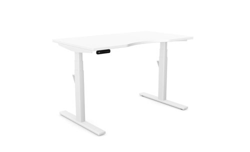 Leap Single Desk Top With Scallop, 1200 x 700mm - White / White Frame