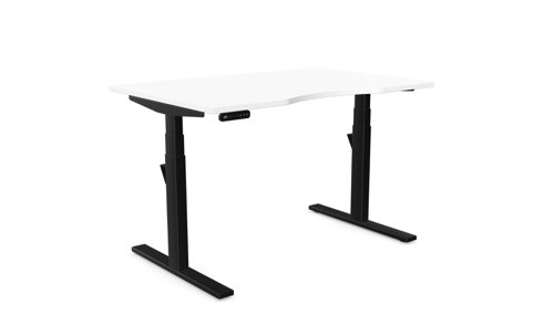 Leap Single Desk Top With Scallop, 1200 x 800mm - White / Black Frame