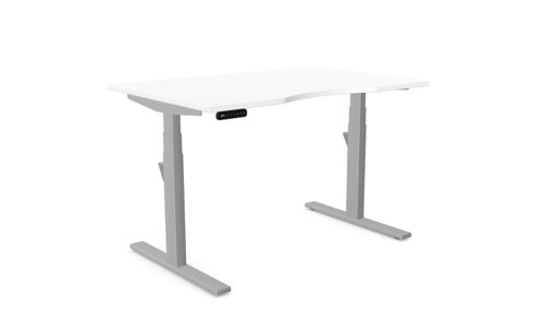 Leap Single Desk Top With Scallop, 1200 x 800mm - White / Silver Frame