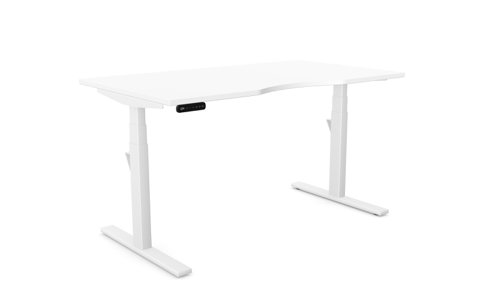 Leap Single Desk Top With Scallop, 1400 x 800mm - White / White Frame