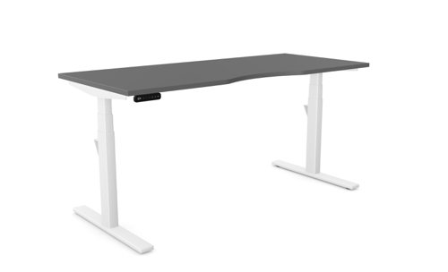 Leap Single Desk Top With Scallop, 1600 x 700mm - Graphite / White Frame